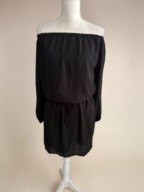 THREE EIGHTY TWO Black Off The Shoulder Dress Size Medium NEW NWT
